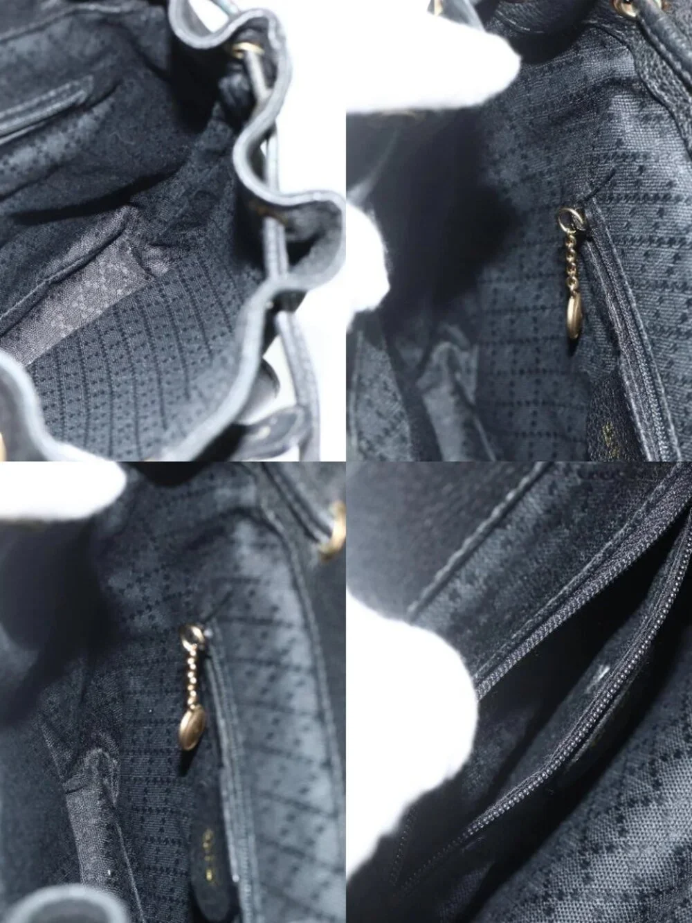 GUCCI Bamboo Backpack Suede Black Gold 003 2034 0030 Auth 177116